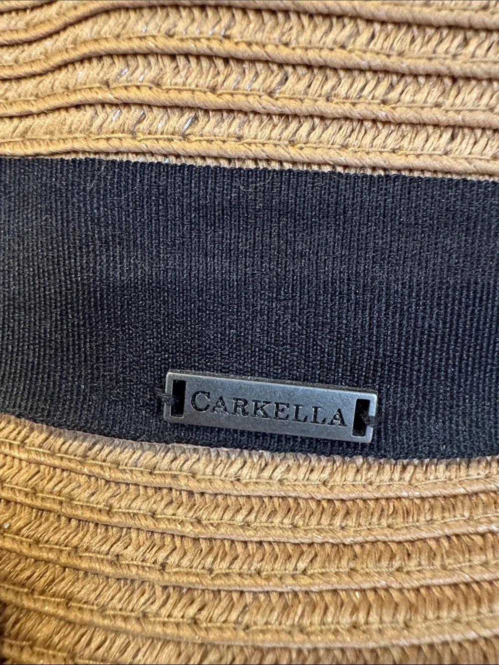 Carkella Straw Fedora Hat with Black Band - Tan Size XL